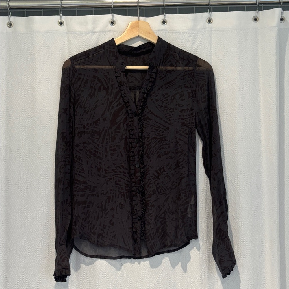 Sheer Black Long Sleeve Blouse